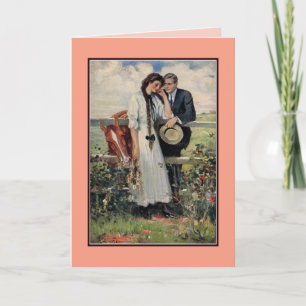 Romantisches Vintage-Paar und Pferdebild Karte