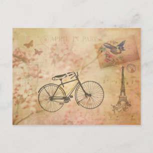 Romantisches Vintage-Paris im Frühling-Collage Postkarte