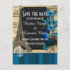 Romantisches Vintages Paris Save the Date Ankündigungspostkarte