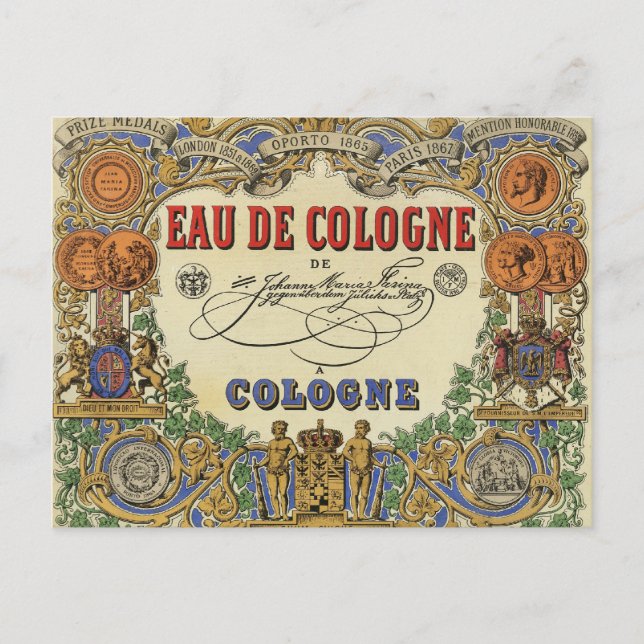 Romantisches Vintages Pariser Parfüm-Label. Postkarte (Vorderseite)