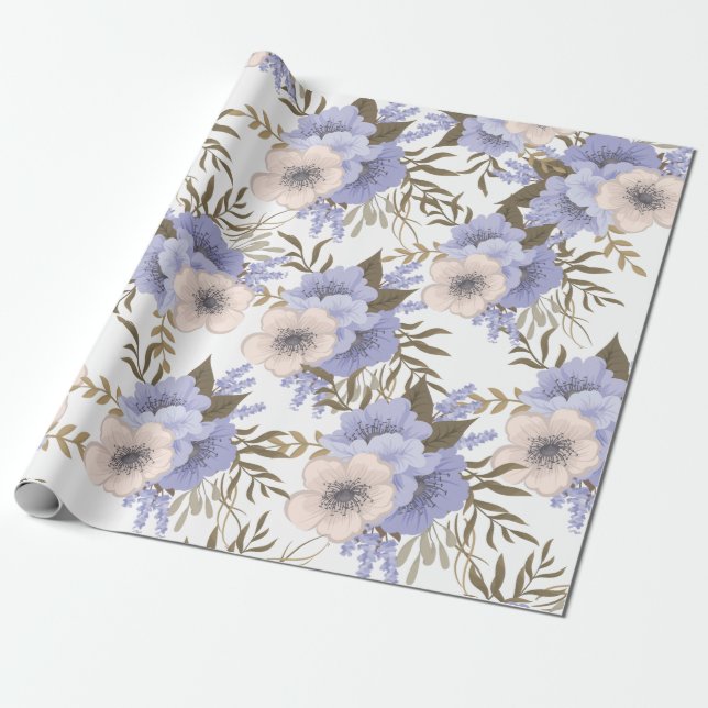 Romantisches Violet & Sage Botanisches Blut Geschenkpapier (Ungerollt)