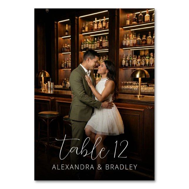 Romantisches warmes braunes Foto Tischnummer (Rückseite)