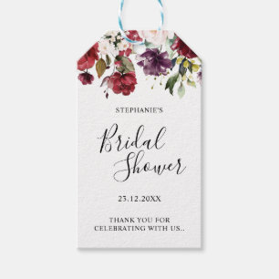 Romantisches Wasserfarben-Burgunderrot-Rosen-Blüte Geschenkanhänger
