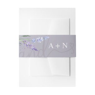 Romantisches Wasserfarben-Lavendel-Blumenmonogramm Einladungsbanderole