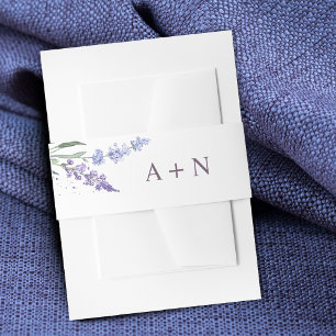 Romantisches Wasserfarben-Lavendel-Blumenmonogramm Einladungsbanderole