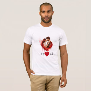 Romantisches Wasserfarben-Paar-Herzschlag individu T-Shirt