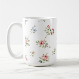Romantisches Wasserfarben-Rosenmuster in Rosa Kaffeetasse