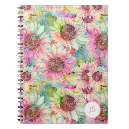 Romantisches Watercolor Sonnenblumenmuster Notizblock