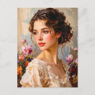 Romantisches weibliches Porträt Moderne Kunst Postkarte