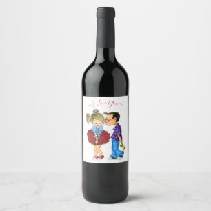 Romantisches Weinlabel "Couple Liebe" - I Liebe Yo Weinetikett