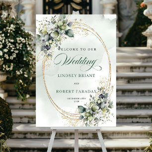Romantisches weißes Rosen Botanisches Willkommenss Poster