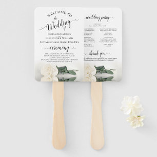 Romantisches White Rose Hochzeitsprogramm Fächer