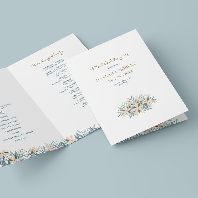Romantisches Wildblumen-Hochzeitsprogramm gefaltet Karte (Von Creator hochgeladen)