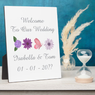 Romantisches Wildblumen- & Schmetterlings-Hochzeit Fotoplatte