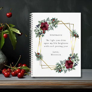 Romantisches Zitat Burgundy Weihnachten Notizbuch