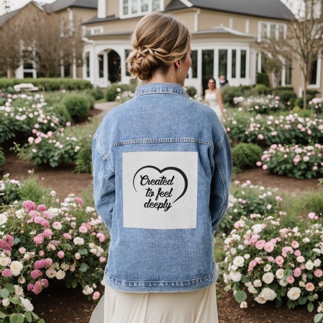 Romantisches Zitat über tiefe Liebe - Geschaffen,  Jeansjacke (Hochzeit Rückseite)