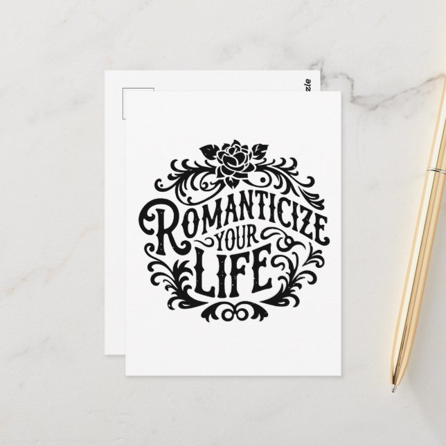 Romantisiere dein Leben Postkarte (Vorderseite/Rückseite Beispiel)