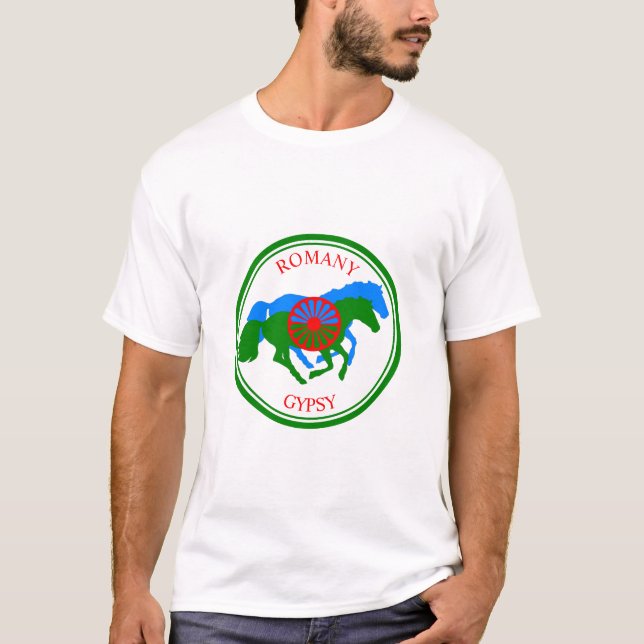 Romany Sinti und Roma flagge und Pferde T-Shirt (Vorderseite)