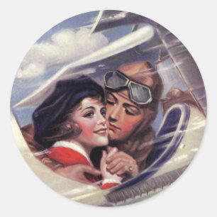 Romanze am Himmel Runder Aufkleber