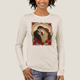 Romanze und rote Rosen Art Nouveau Illustration Tri-Blend Shirt