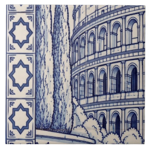 Rome Azulejo-Muralfliese 3 von 6 Mitte links Fliese