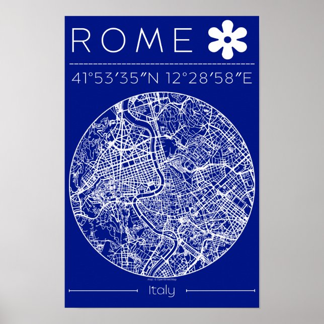 Rome Blueprint City Map Poster – Circular Design  (Vorne)