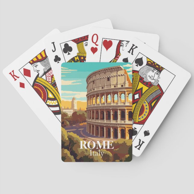 Rome Colosseum Italy Travel Illustration Spielkarten (Rückseite)