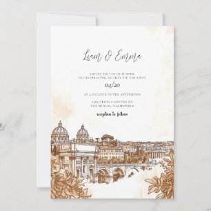 Rome Italy Watercolor Wedding Einladung