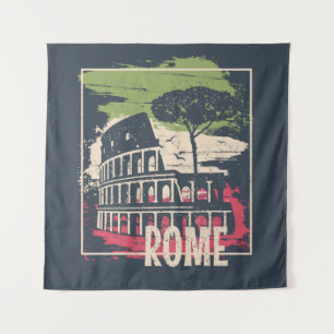 Rome Typografie: Eiffelturm Poster. Wandteppich
