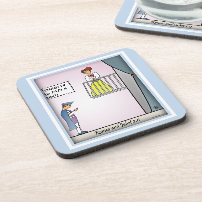 Romeo und Julia 2.0 Blau Getränkeuntersetzer (Linke Seite)