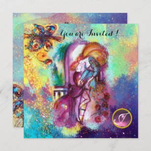 ROMEO UND JULIET Blumenblauer Glitzern Einladung