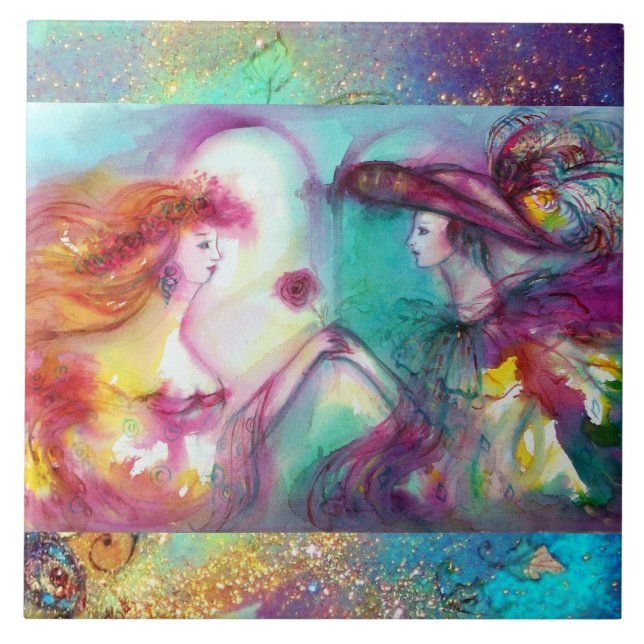 ROMEO UND JULIET / GOLD BLAUE GLITZERN FLIESE (Vorderseite)