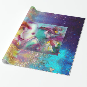 ROMEO UND JULIET / GOLD BLAUE GLITZERN GESCHENKPAPIER