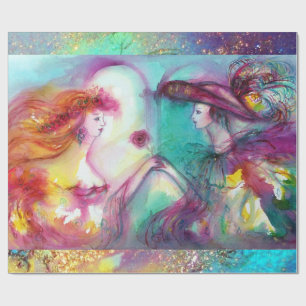 ROMEO UND JULIET / GOLD BLAUE GLITZERN GESCHENKPAPIER