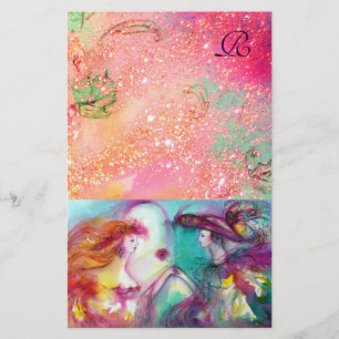 ROMEO UND JULIET, PINK GOLD GLITZERN MONOGRAMM BRIEFPAPIER