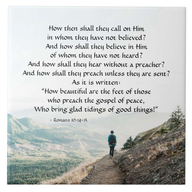 Römer 10:14-15 Wie dann sollen sie ihn anrufen Fliese (Vorderseite)