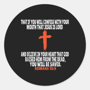 Römer 10_9 Bibelversen Schrift Tank Top Runder Aufkleber