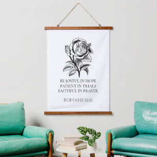Römer 12:12 Hanging-Zeichen aus Holz, Bibelverse-W Wandteppich Mit Holzrahmen