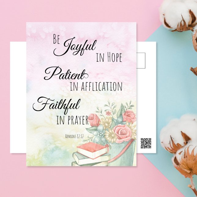 Römer 12:12 Seid froh in Hope Bible verse Postkarte (Von Creator hochgeladen)