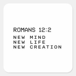 Römer 12:2 Neuer Geist Lebensschöpfung Minimalist Quadratischer Aufkleber