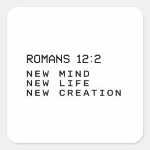 Römer 12:2 Neuer Geist Lebensschöpfung Minimalist Quadratischer Aufkleber