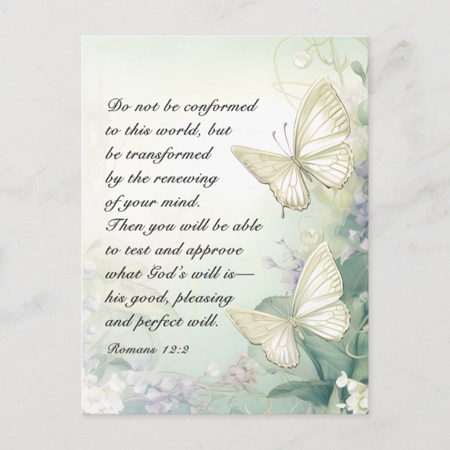 Römer 12:2 Nicht mit dieser Weltbibel übereinstimm Postkarte (Vorderseite)