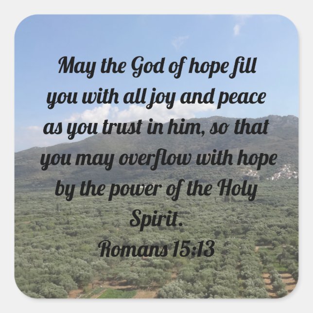 Römer 15:13 Christliche Segen-Bibel Quadratischer Aufkleber (Vorderseite)
