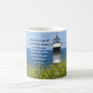 Römer-15:13 Gott der Hoffnung, Leuchtturm Kaffeetasse