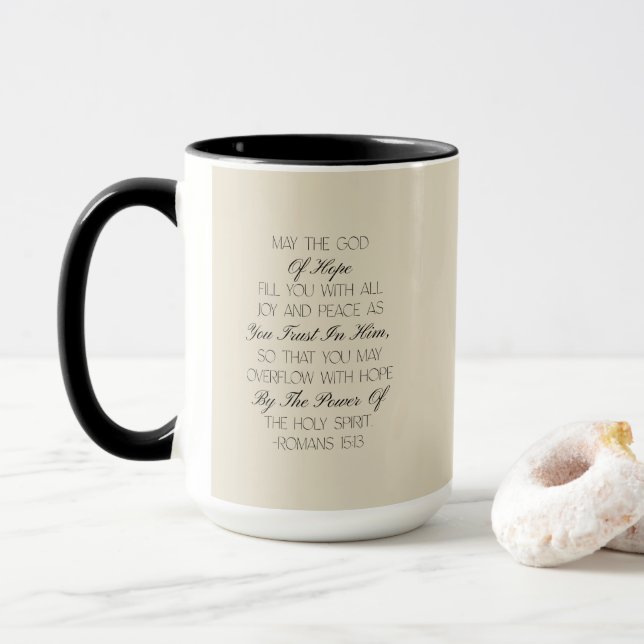Römer 15:13 Hoffnung Bibelvers Tasse (Mit Donut)