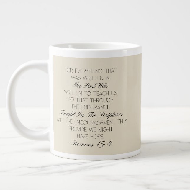Römer 15:4 Hoffnung Bibelvers Tasse (Links)