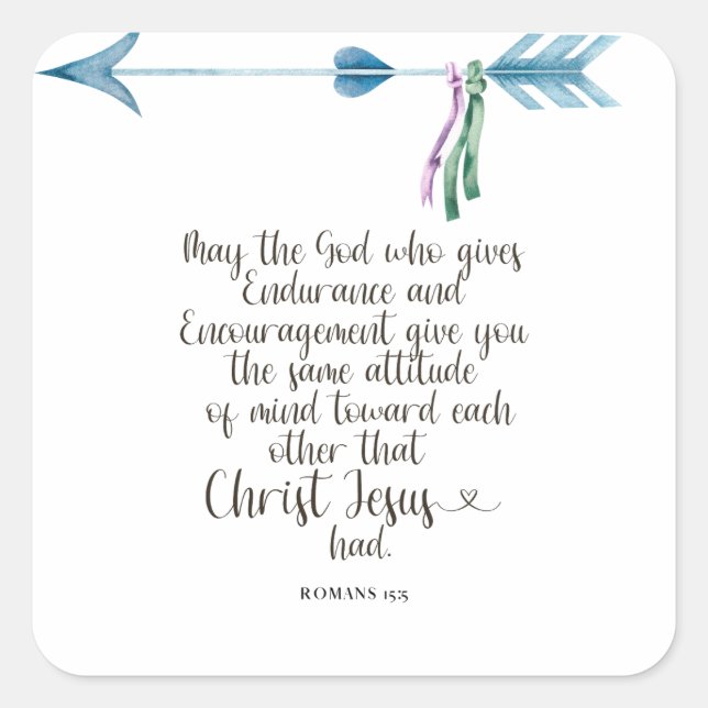 Römer 15:5 Bibelverse Quadratischer Aufkleber (Vorderseite)