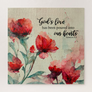 Römer 5:5 Gottes Liebe Bibel Verse Rosa Blume Puzzle