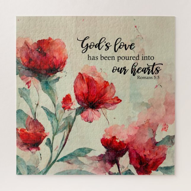 Römer 5:5 Gottes Liebe Bibel Verse Rosa Blume Puzzle (Vertikal)