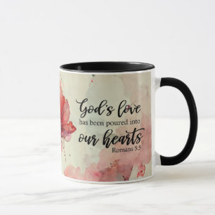 Römer 5:5 Gottes Liebe Bibel Verse Rosa Blume Tasse